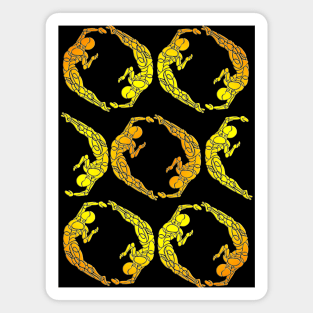 Orange Energy Synch Swimmers Pattern Magnet